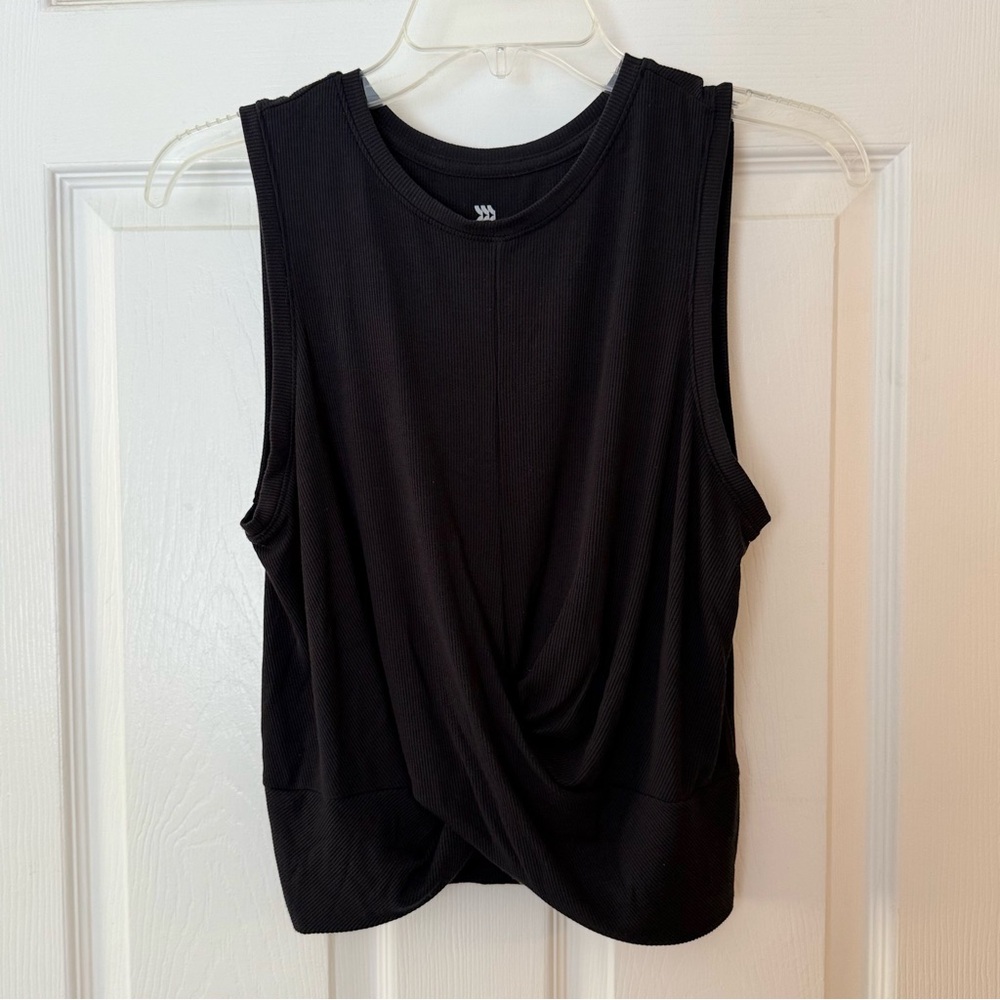 All in Motion Black Twist Front Tank Top